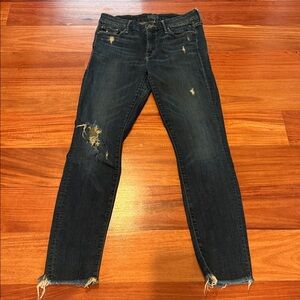 Mother Looker Ankle Fray Distressed Jeans